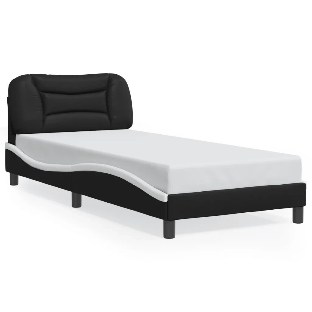Giroletto con LED senza Materasso-Struttura Letto Hvar Nero e Bianco 90x200 cm