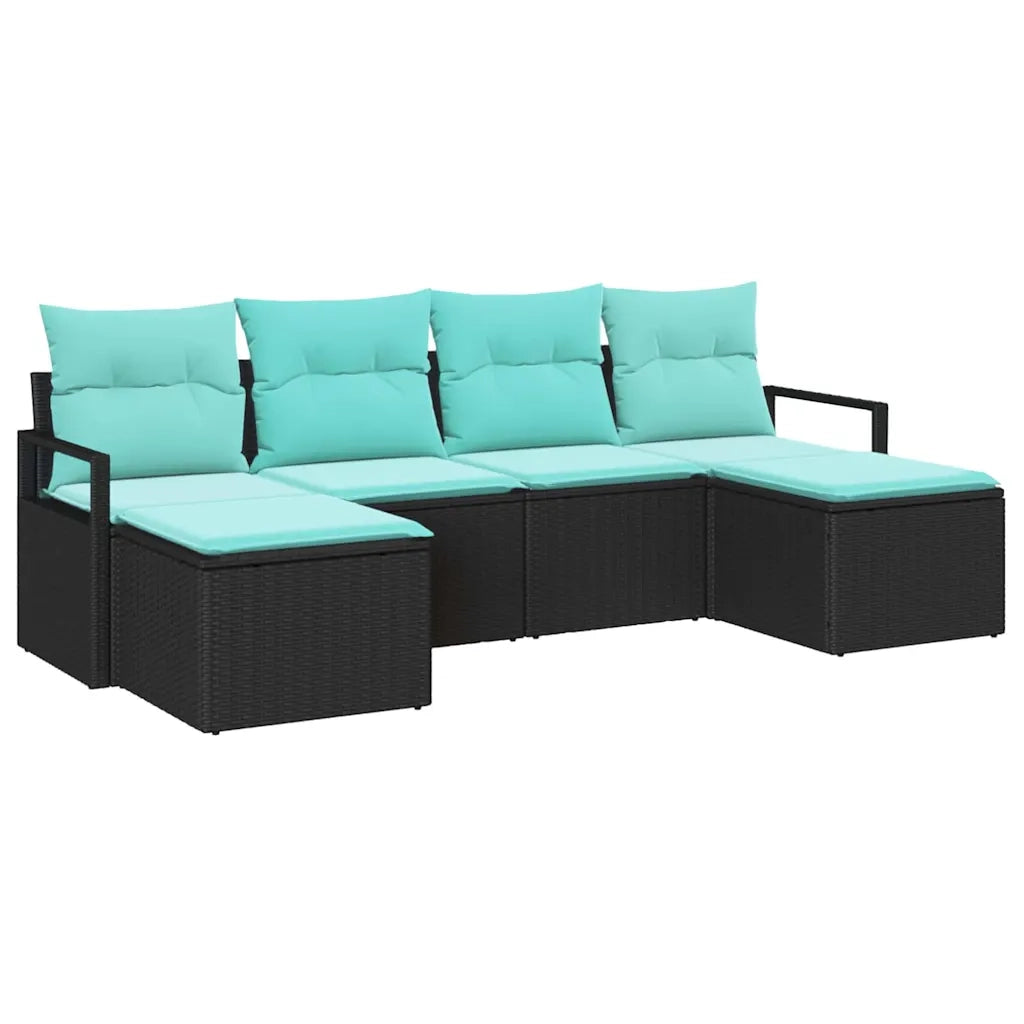 Set di divani 6 pcs Nero polyrattan 3346496