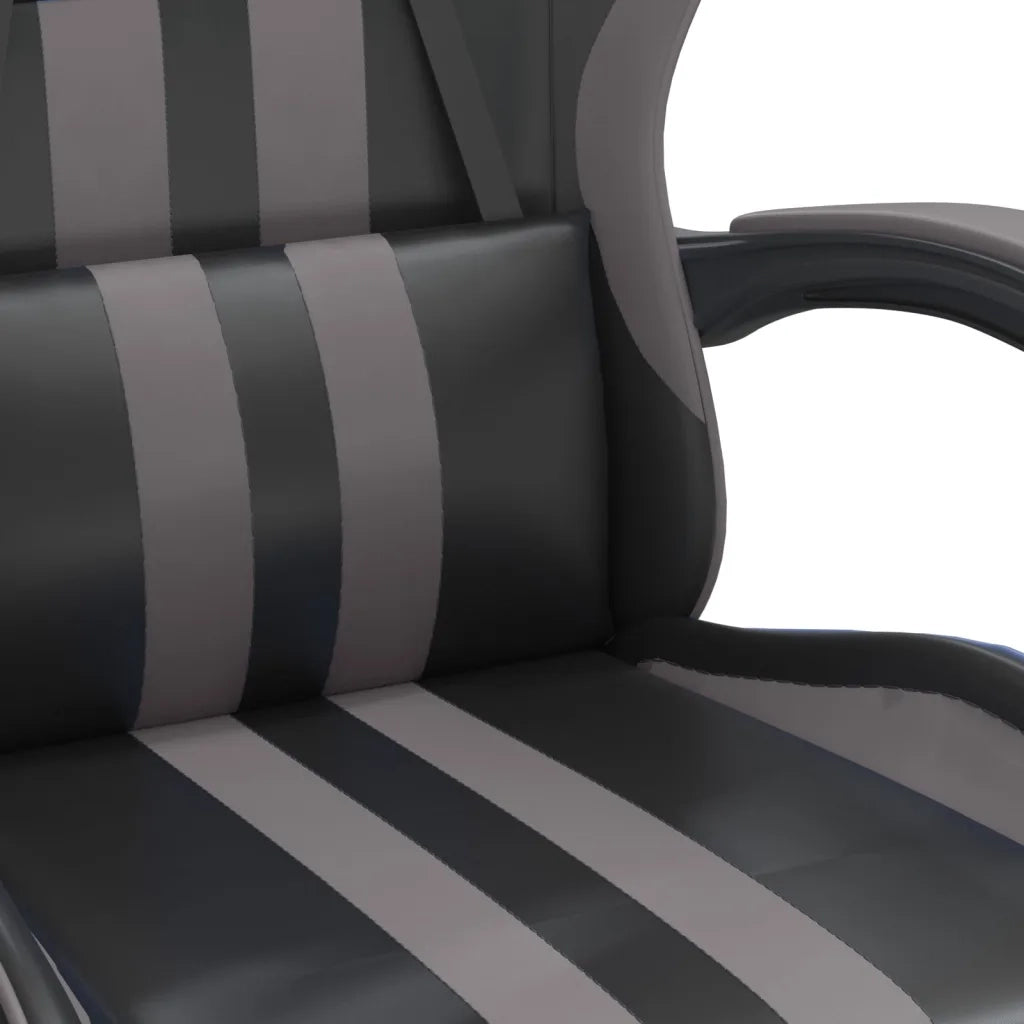 Sedia da Gaming | Sedia da e-sports Girevole Poggiapiedi Nero e Grigio Similpelle