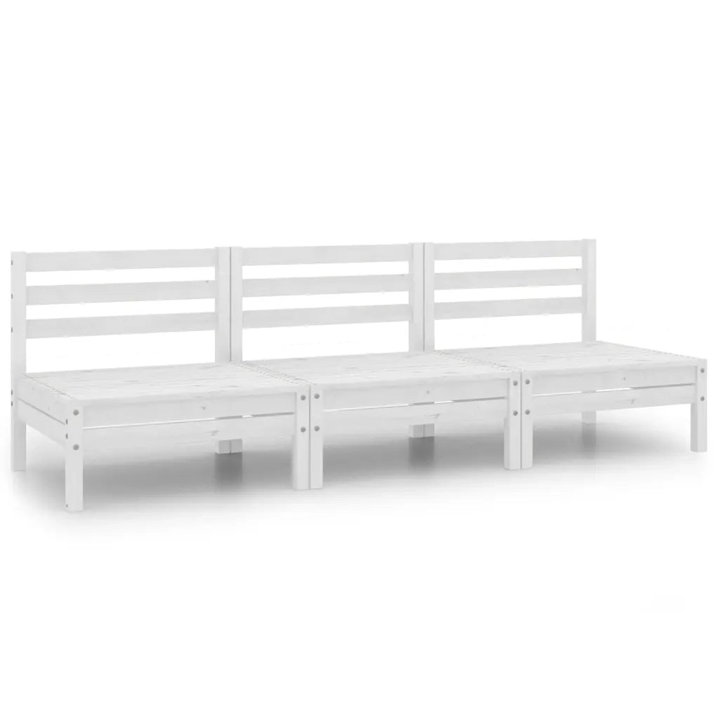 Set Divani da Giardino 3 pz | Set Salotto da Giardino Bianco in Legno Massello di Pino