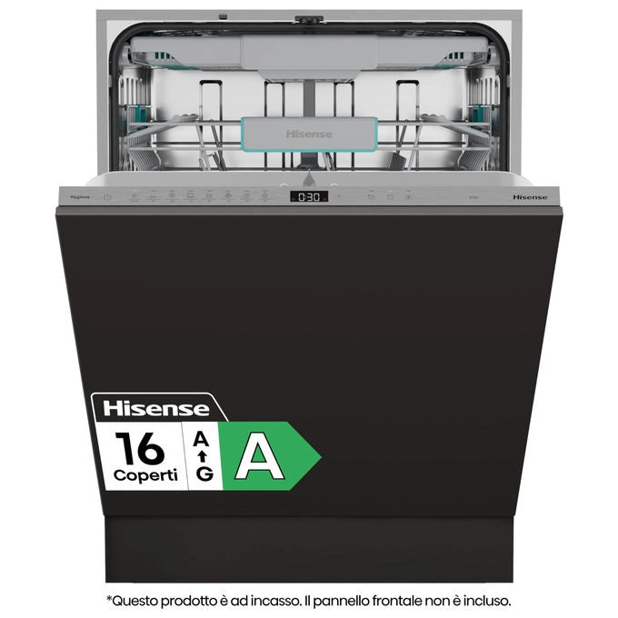 Hisense HV16A Lavastoviglie a Incasso 16 Coperti Terzo Cesto Motore Inverter Classe a Grigio