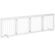 Cancelletto di Sicurezza per Cani Pieghevole 4 Pannelli ¨C Xylo ¨C Legno Bianco 204x61 cm