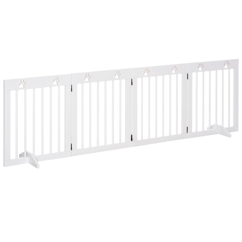 Cancelletto di Sicurezza per Cani Pieghevole 4 Pannelli ¨C Xylo ¨C Legno Bianco 204x61 cm