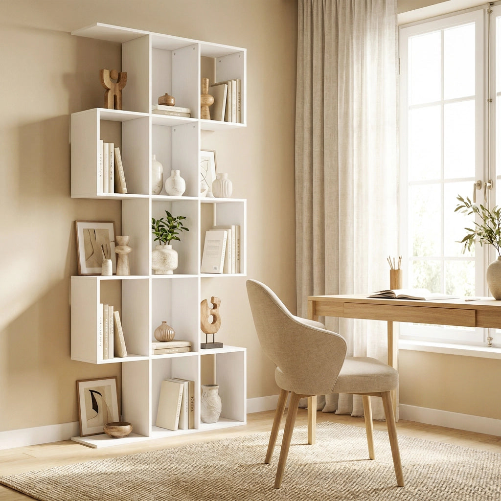 Libreria a S 5 Livelli ¨C Xylo ¨C Legno Bianco 80x24x200 cm