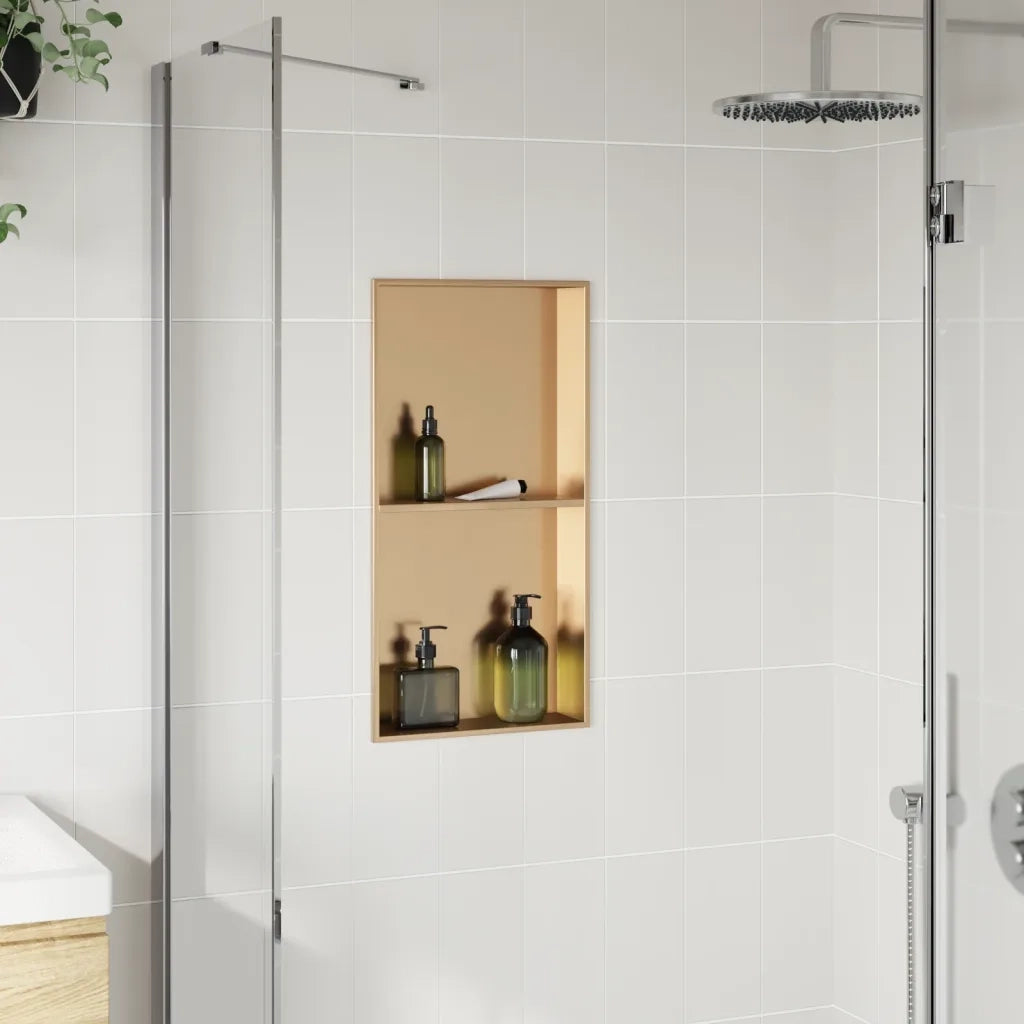 Nicchia per Doccia Oro Spazzolato 32x62x9cm in Acciaio Inox 4005133