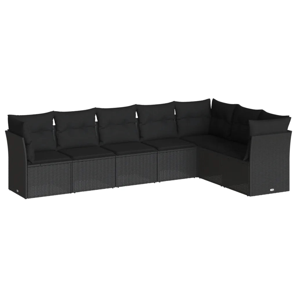 Set Divani da Giardino con Cuscini 7pz Nero Polyrattan 3249574