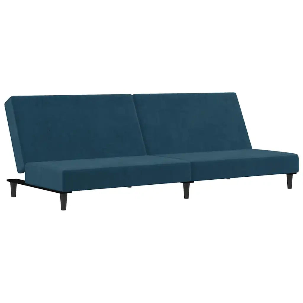 Divano Letto a 2 Posti Blu in Velluto 375731