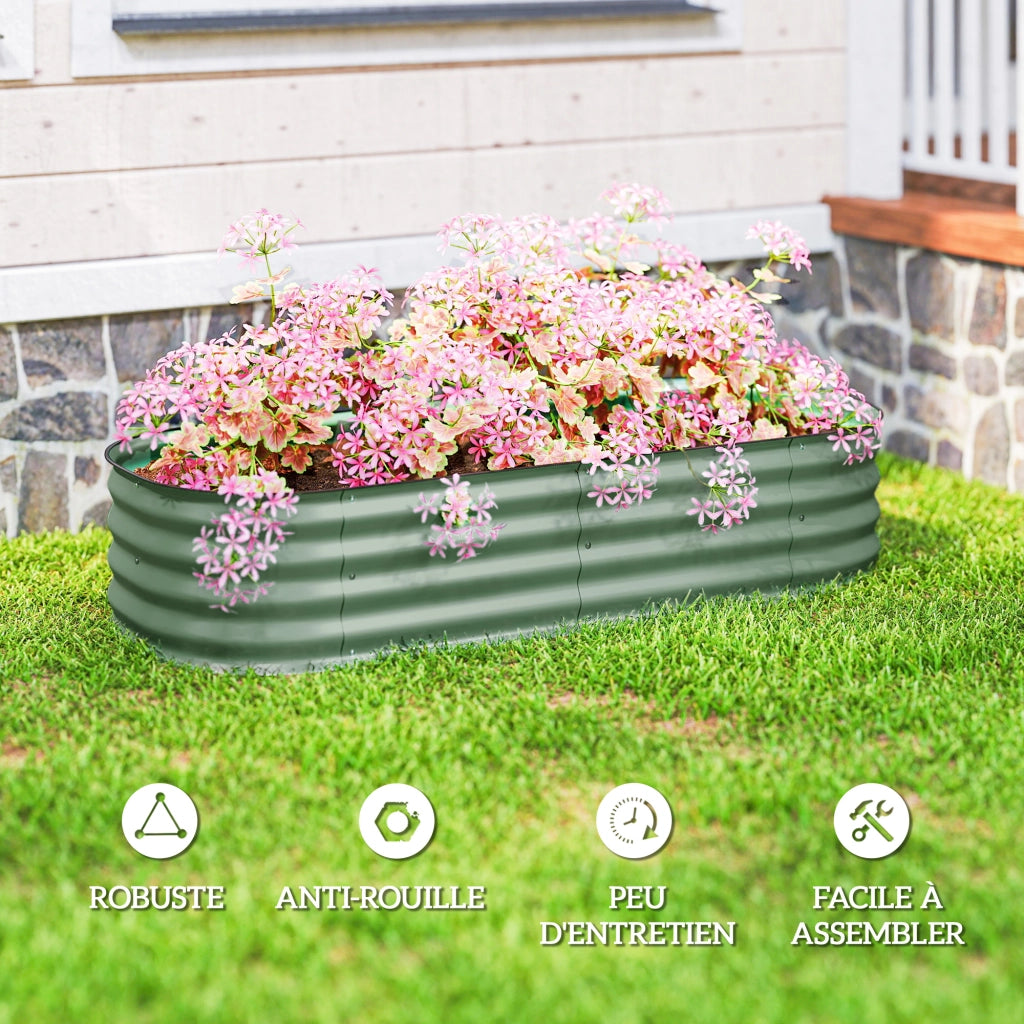 Fioriera rialzata modulare giardino ¨C Xylo ¨C acciaio verde 150x62x30 cm