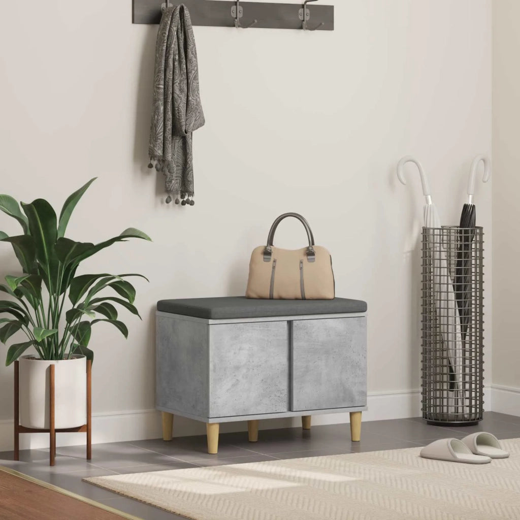 Panca per ingresso con cuscino-Sgabello-Panca da Corridoio Grigio cemento 60 x 38 x 46 cm 408296