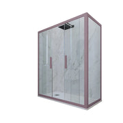 Box doccia 2 ante scorrevoli 90x120 CM H 200 Vetro Trasparente Profilo Lavanda mod. Glam Duo