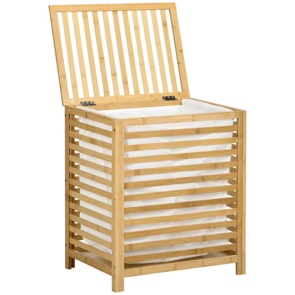 Cesto Portabiancheria Bamb¨´ ¨C Xylo ¨C 55L con 2 Manici e Sacca Rimovibile 50x36x60cm Naturale
