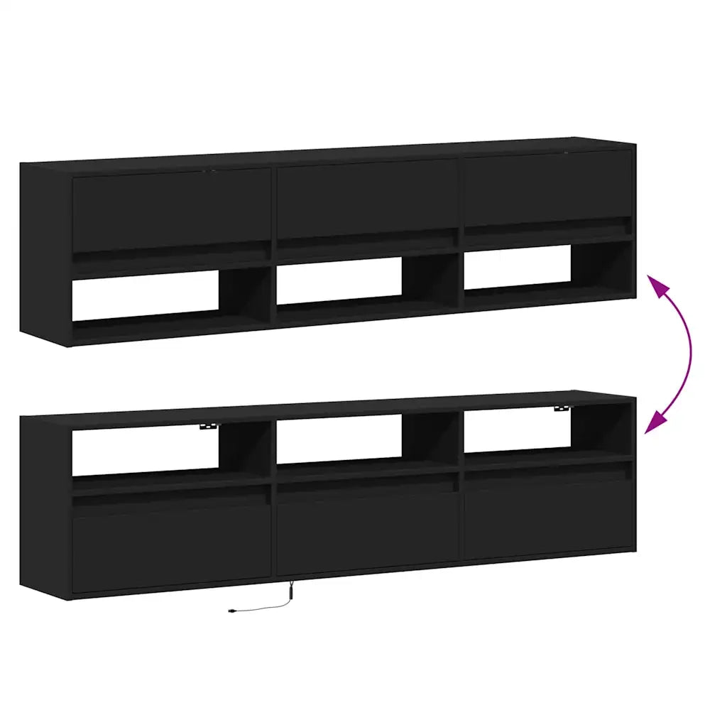 Mobile TV a parete con LED Nero 180x31x45 cm 3307941