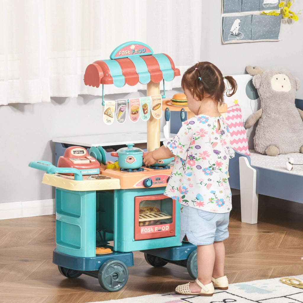 Cucina Giocattolo per Bambini ¨C Xylo ¨C Set con 50 Accessori, Caffetteria e Ristorante, 79.5x33x90.5cm