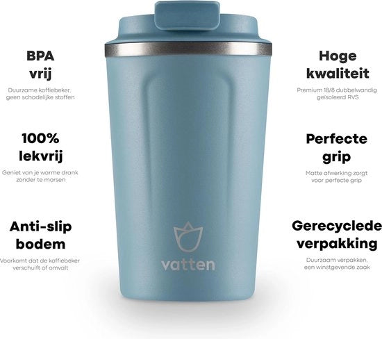 Tazza di caffè a doppia parete isolante, tazza da viaggio in acciaio inossidabile - 380 ml