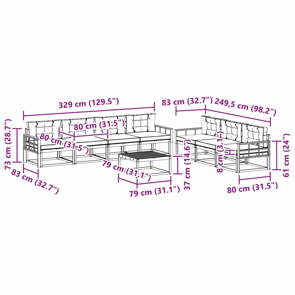 Set di divani da esterno 7 pz Bianco e Antracite 3386176