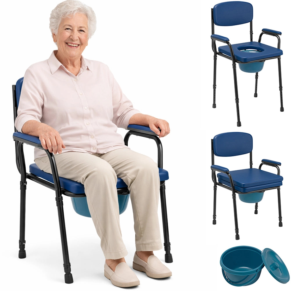 Sedia Wc per Anziani e Disabili Altezza Regolabile Vaso Rimovibile 57x49x84–99,5