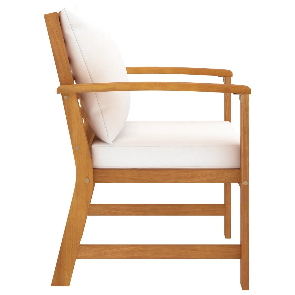 Sedie da Giardino e Cuscini Crema 2 pz Legno Massello d'Acacia 311831