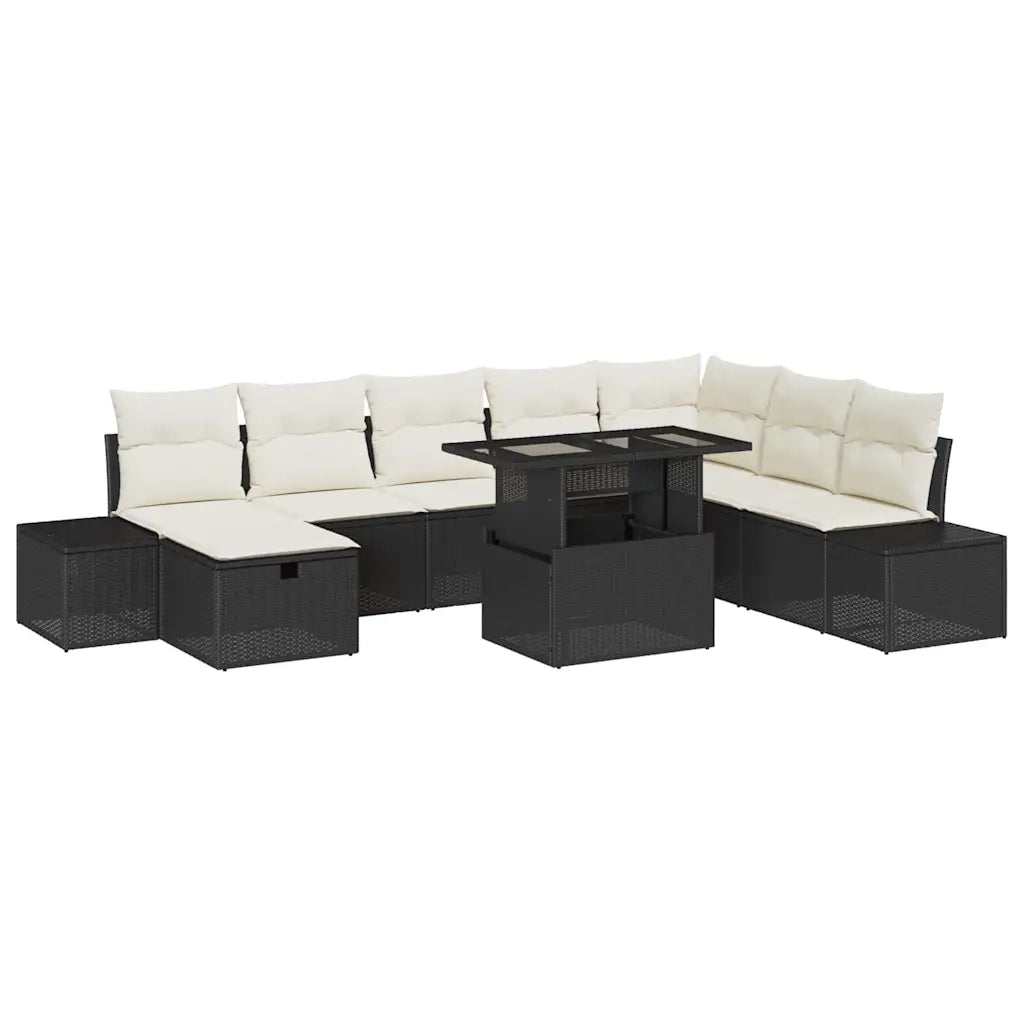 Set Divano da Giardino 11 pcs Nero Poly Rattan 3359894