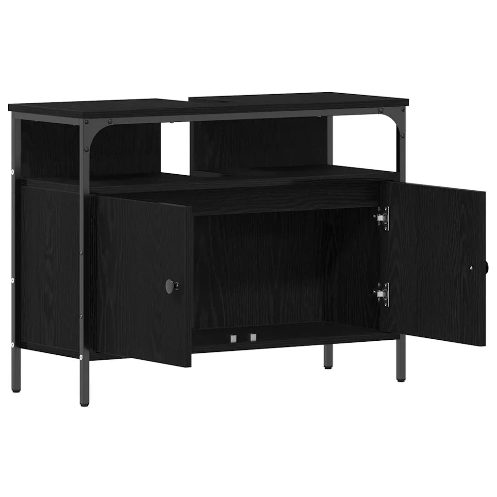 Armadio per Lavabo da Bagno Rovere nero 80 x 30 x 60 cm 862237