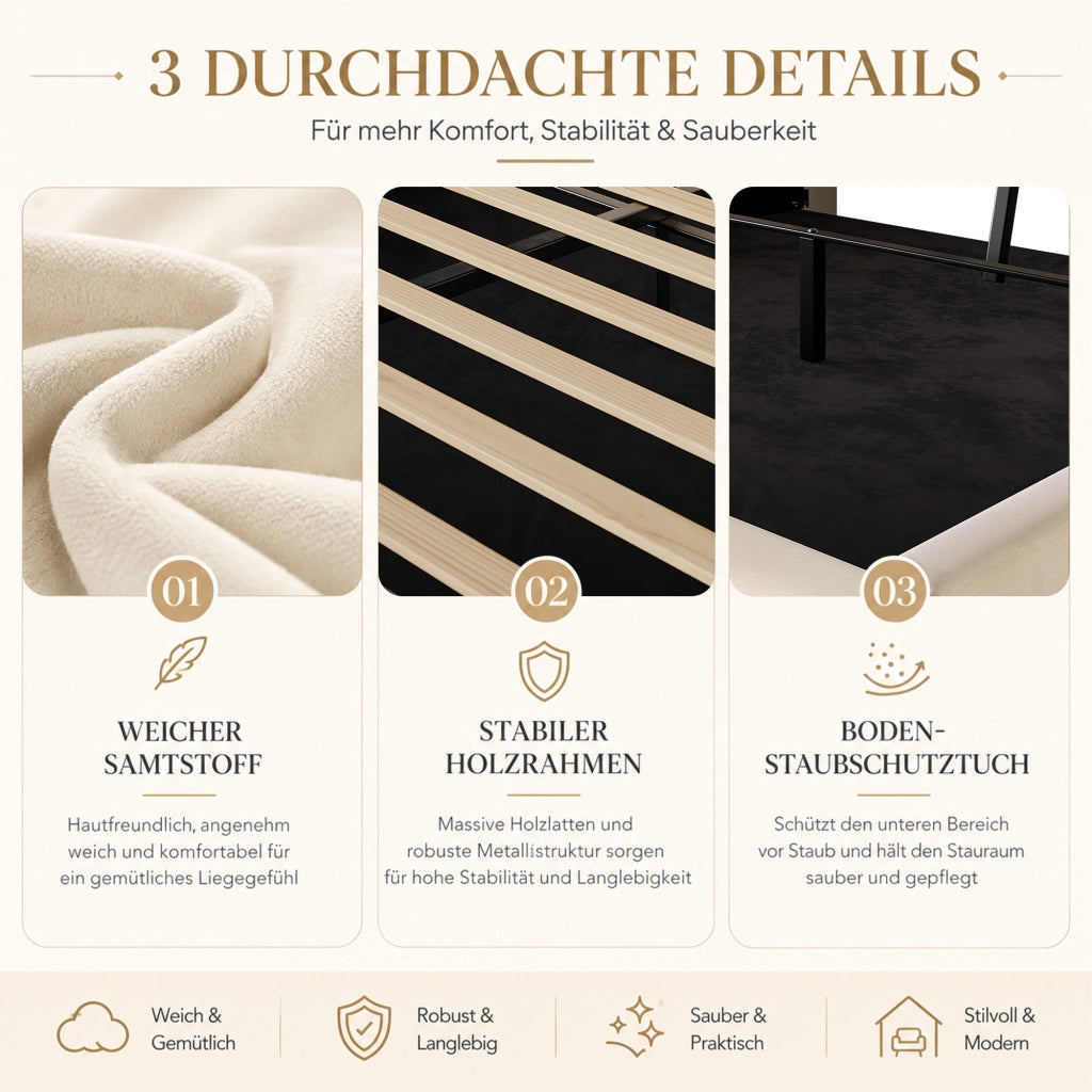 letto imbottito velluto beige 180 x 200 cm