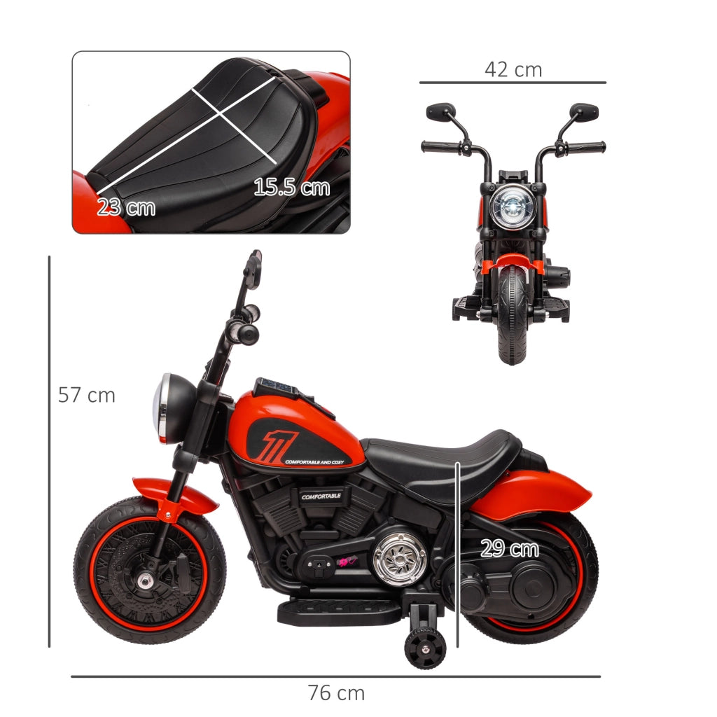 Moto Elettrica Bambini con Rotelle ¨C zephmum ¨C Rosso e Nero 76x42x57 cm
