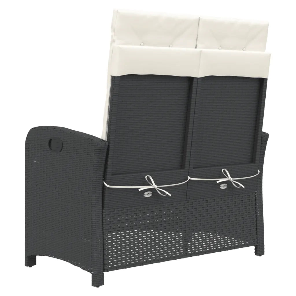 Panca Reclinabile da Giardino con Cuscini-Sgabello-Sedia da esterno Nera in Polyrattan 578210
