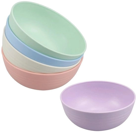 Set di piatti per colazione in plastica - 5 pezzi - Resistenti al lavastoviglie - Resistenti al forno a microonde - Leggeri - Ecologici - Piatti per colazione