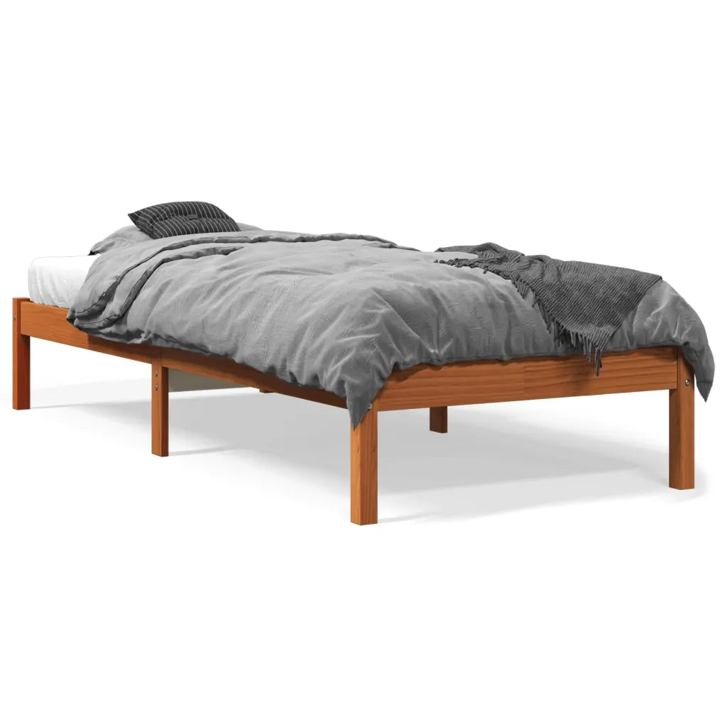 Giroletto senza Materasso-Struttura Letto Marrone Cera 90x200 cm Massello Pino 402863