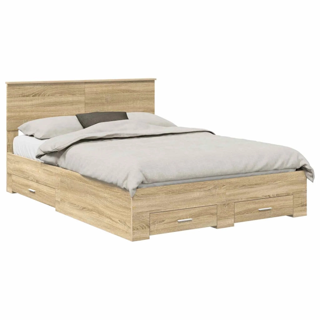 Struttura del letto con testiera-Giroletto con Testiera Rovere Sonoma 135 x 190 cm 466100