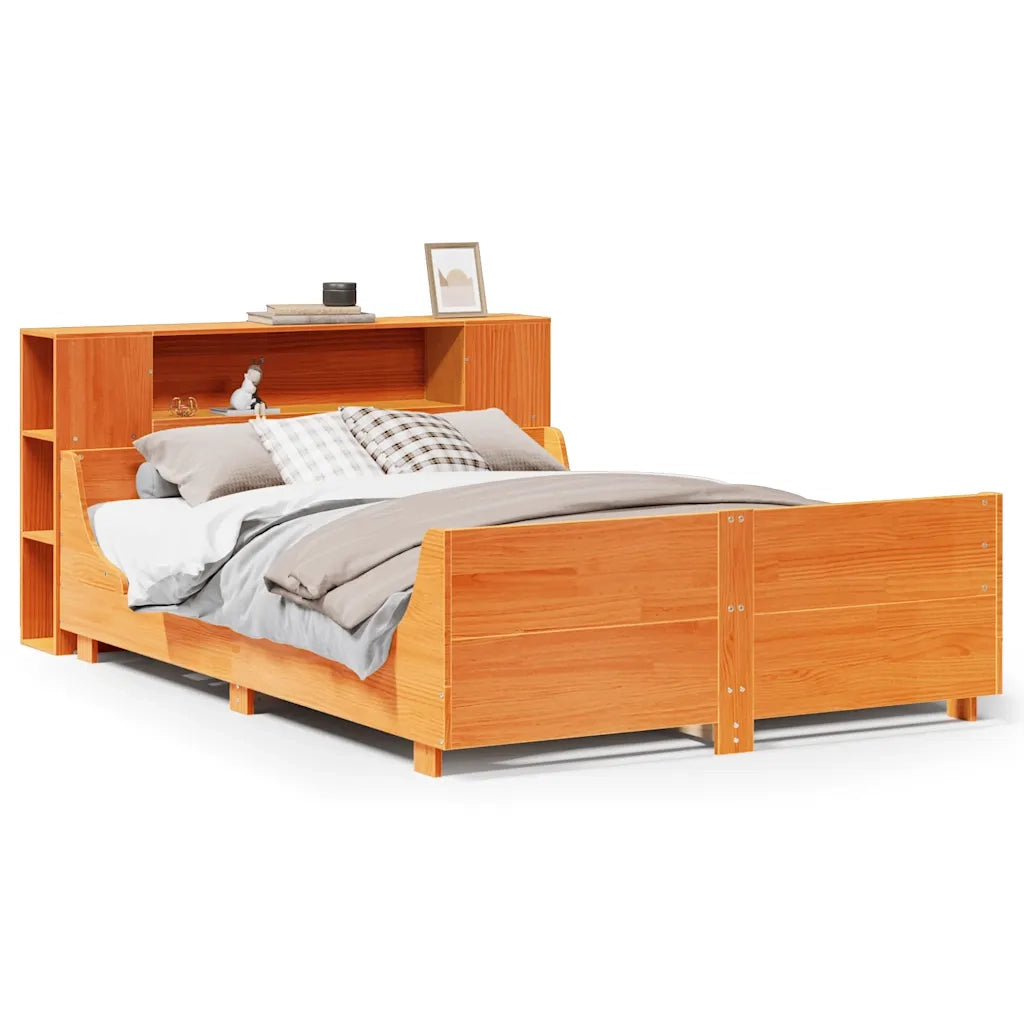 Giroletto senza Materasso-Struttura Letto Marrone Cera 150x200 cm Legno di Pino 325937