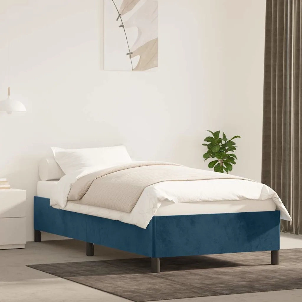 Letto singolo | Letto per adulti | Giroletto senza Materasso Blu Scuro 90x200 cm in Velluto