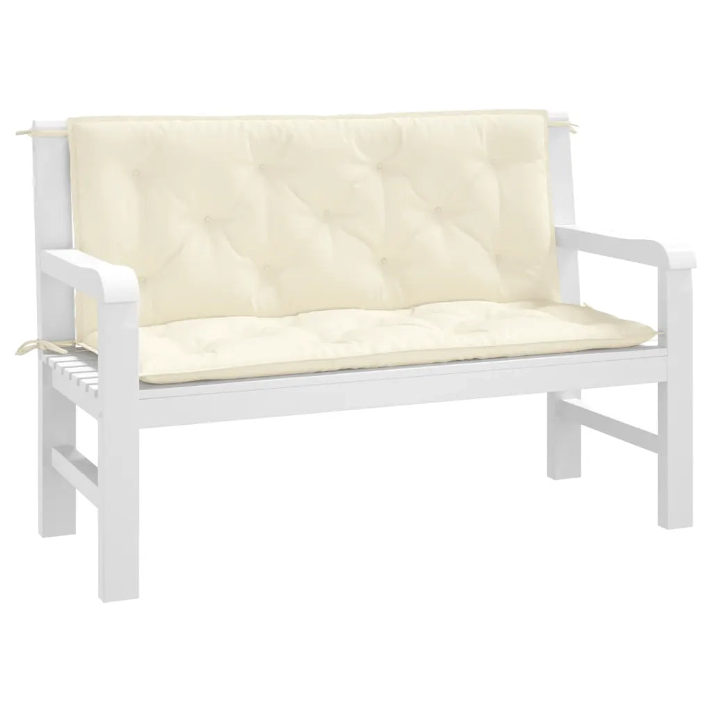 Cuscini Panca Giardino 2pz Bianco Crema 120x50x7 Tessuto Oxford 361680