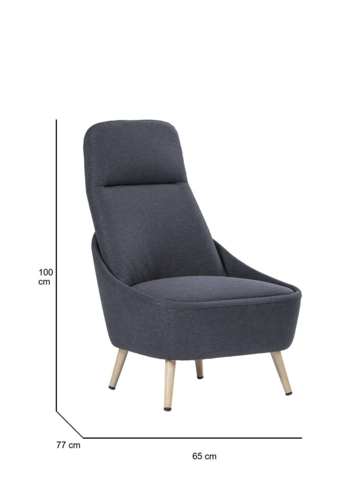 Sedia da ufficio Azzio, Seduta da attesa per ufficio, Poltrona ergonomica, 77x65h100 cm, Antracite