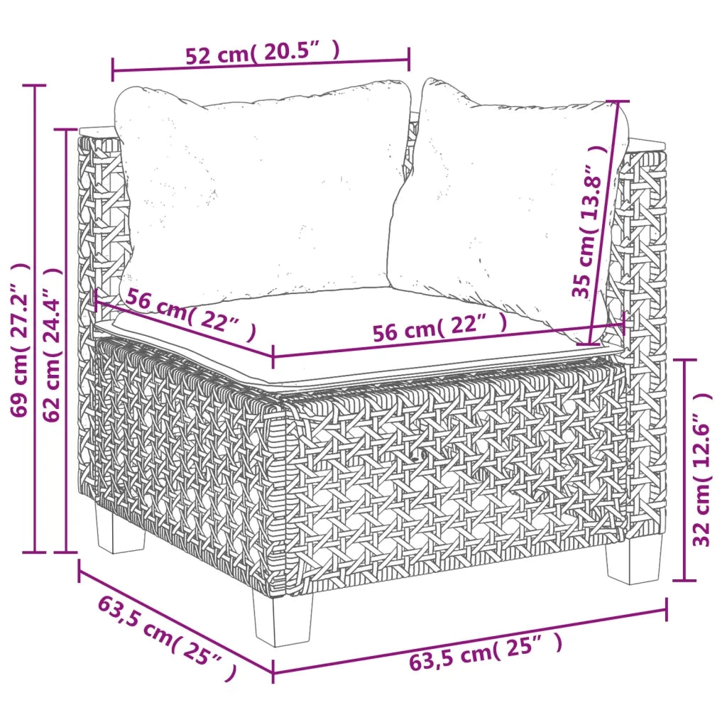 Set Divani da Giardino 9 pz con Cuscini Nero in Polyrattan 3261896