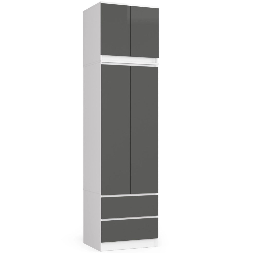 Sopralzo per armadio AKORD S60 Bianco 60 cm 2 ante inserto frontale Grigio Grafite 60x51x55 cm