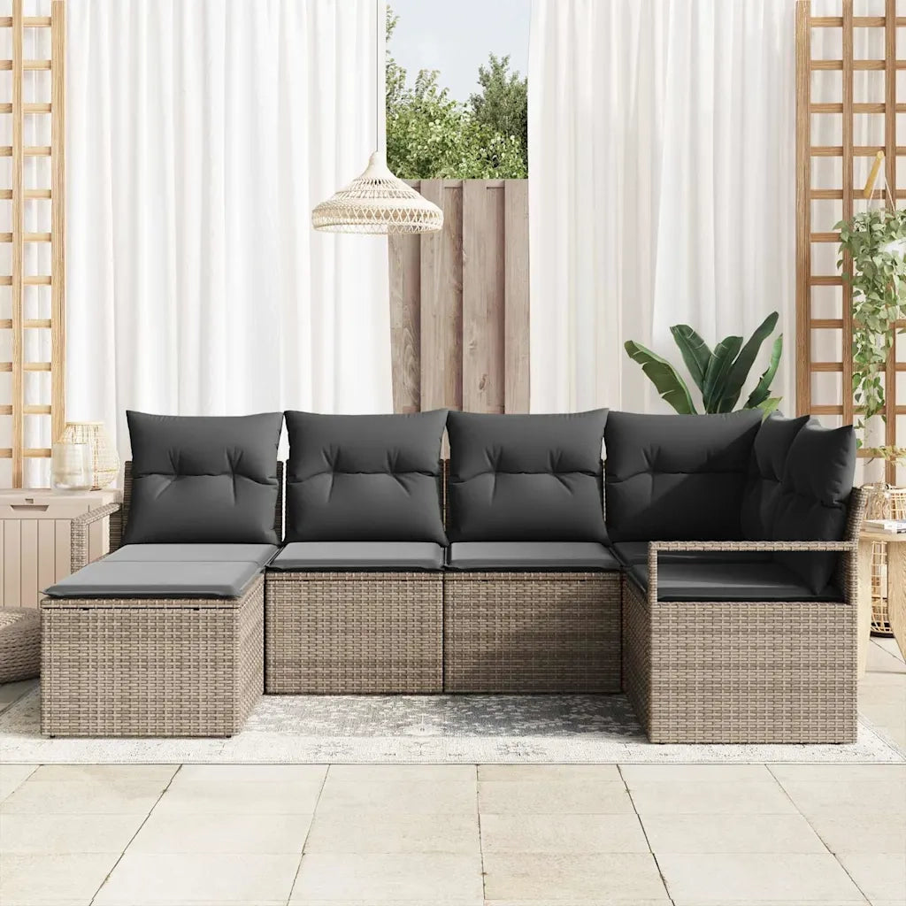 Set di divani con cuscino 6 pcs Grigio polyrattan