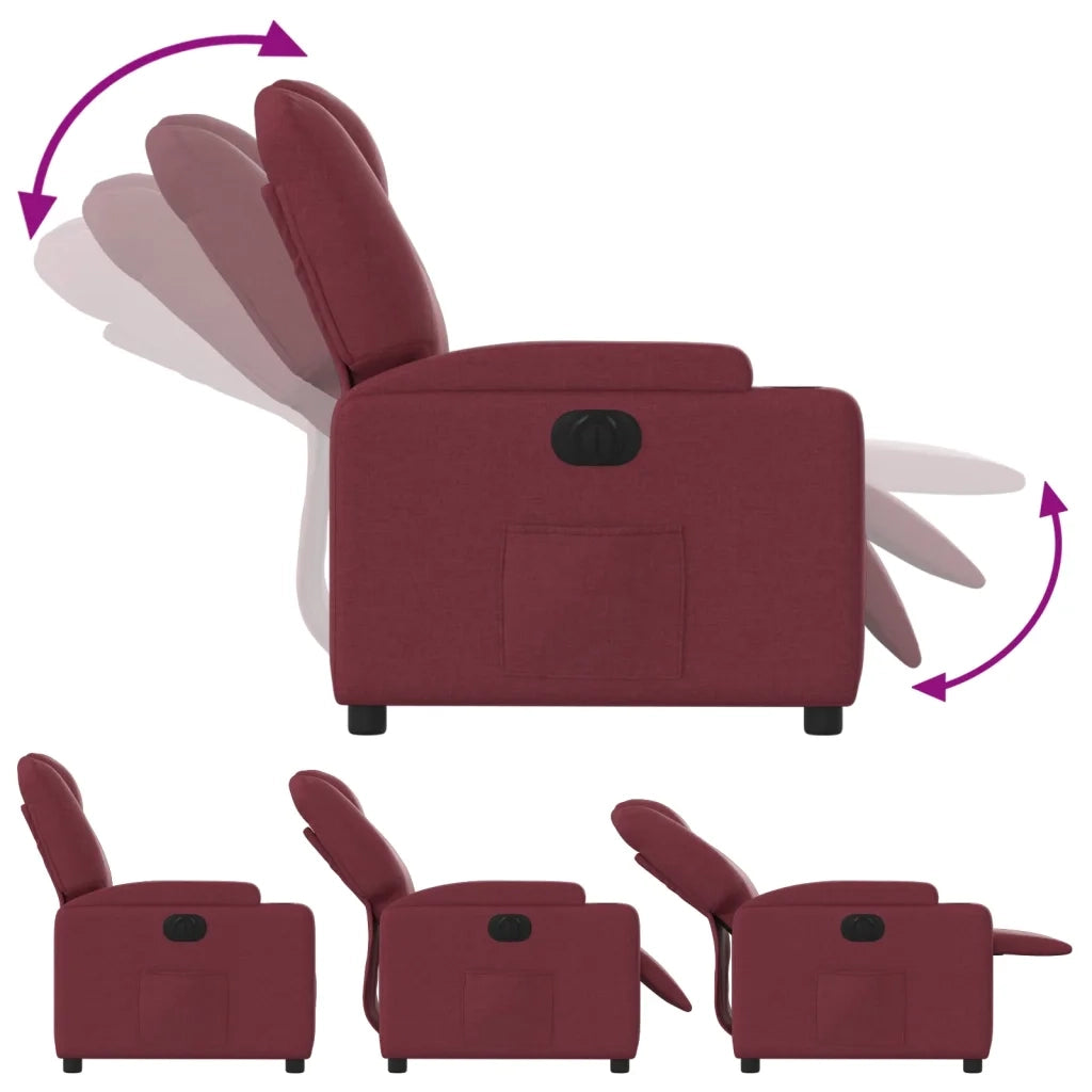 Poltrona Elettrica Reclinabile-Divano Sedia Rosso Vino in Tessuto 518737