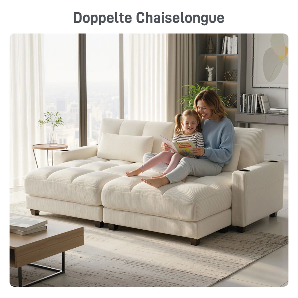 Divano letto con cuscini e portabicchieri - Xylo - crema bianco