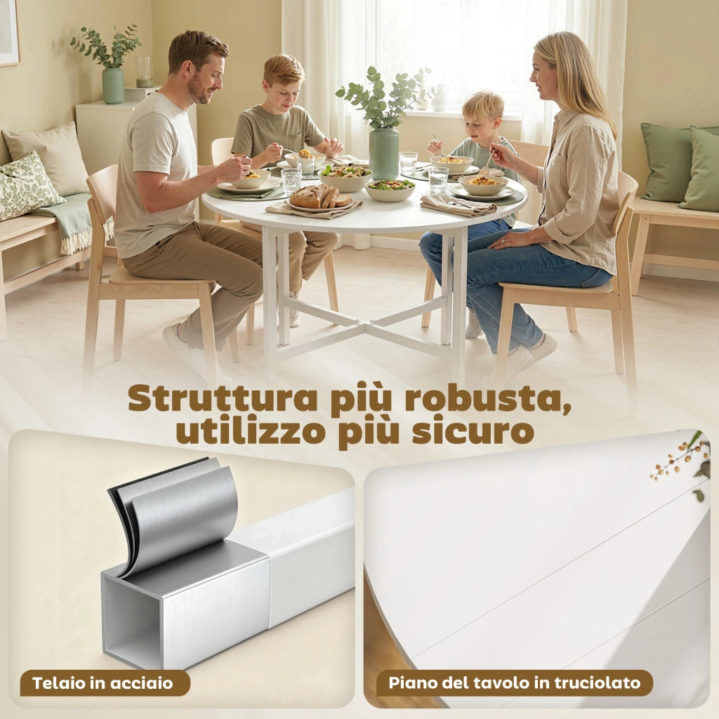 Tavolo da Pranzo Pieghevole e Estensibile Salvaspazio ¨C Zephmum ¨C Bianco