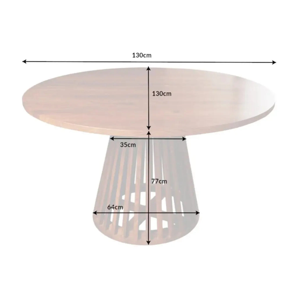 Tavolo da pranzo TALMA 130 cm – Piano rotondo in acacia verniciato – Stile rustico e accogliente