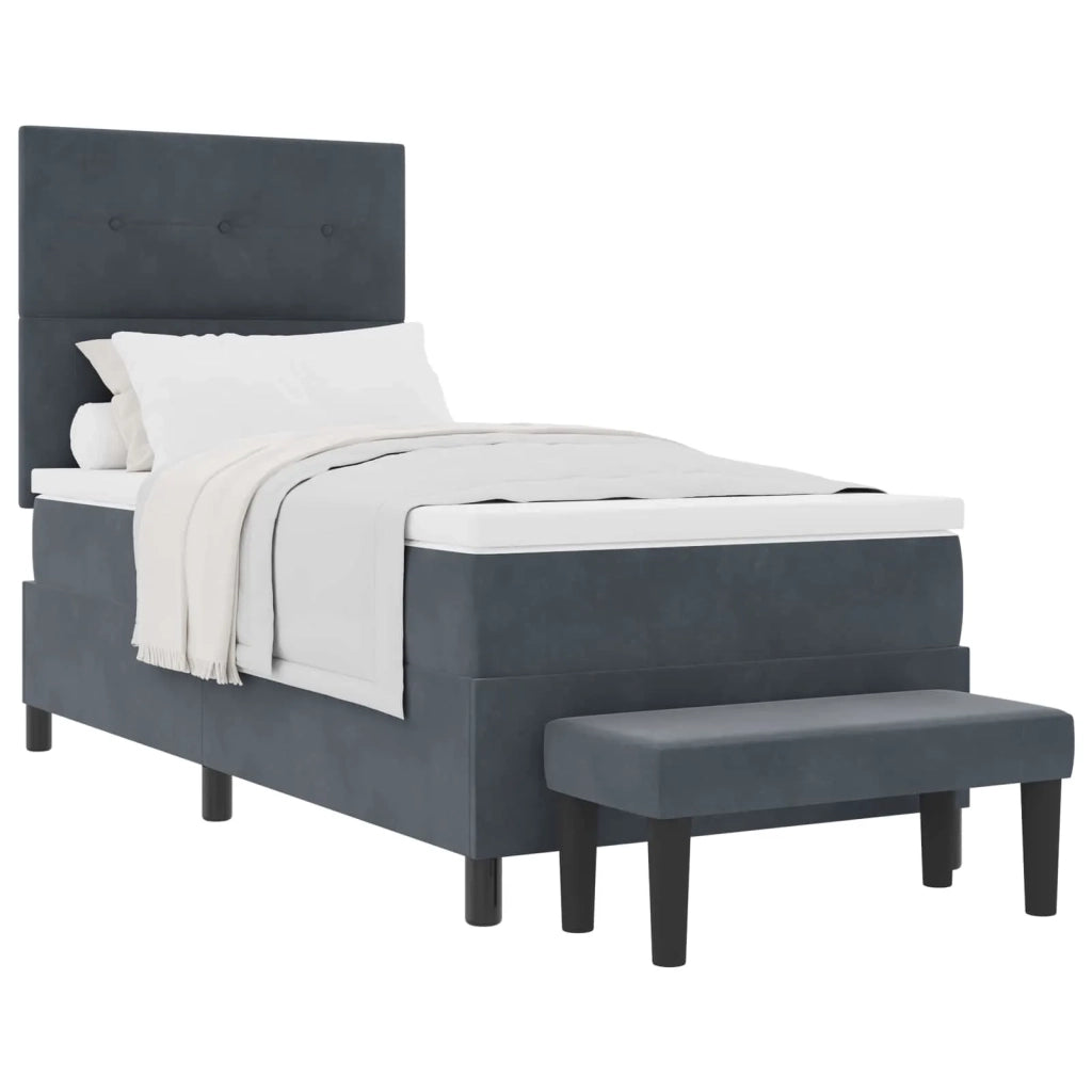 Letto a molle con materasso Grigio scuro 90 x 190 cm Velluto
