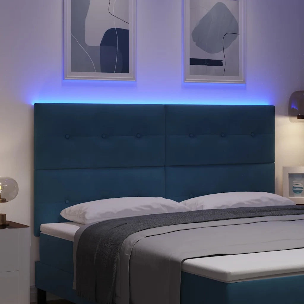 Testiera | Testata LED con strisce LED Blu 180 cm Velluto