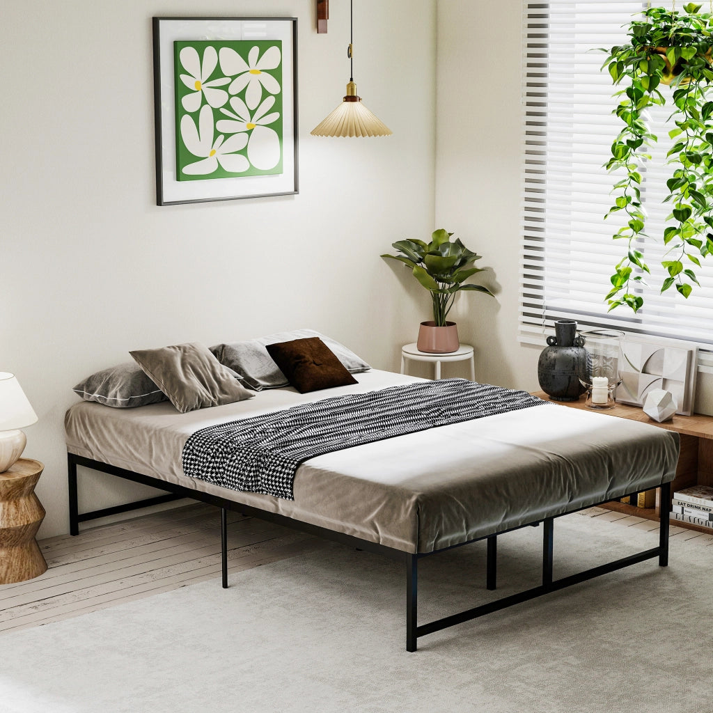 Letto Matrimoniale Contenitore con Rete a Doghe ¨C Minimal ¨C Nero Acciaio 140x190