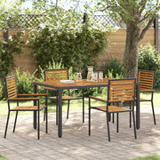 Set da Pranzo per Giardino 5 pcs Nero e Marrone polyrattan