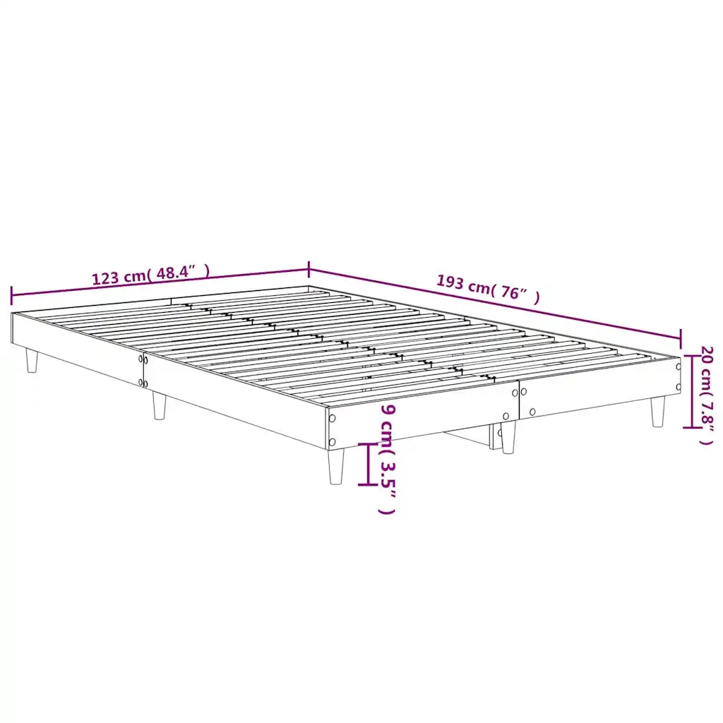 Letto matrimoniale | Letto per adulti | Giroletto Nero 120x190 cm in Legno Multistrato