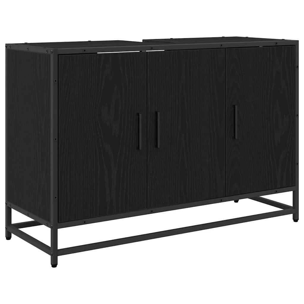 Set di mobili per il bagno 3 pcs Rovere Nero Legno multistrato 3402455