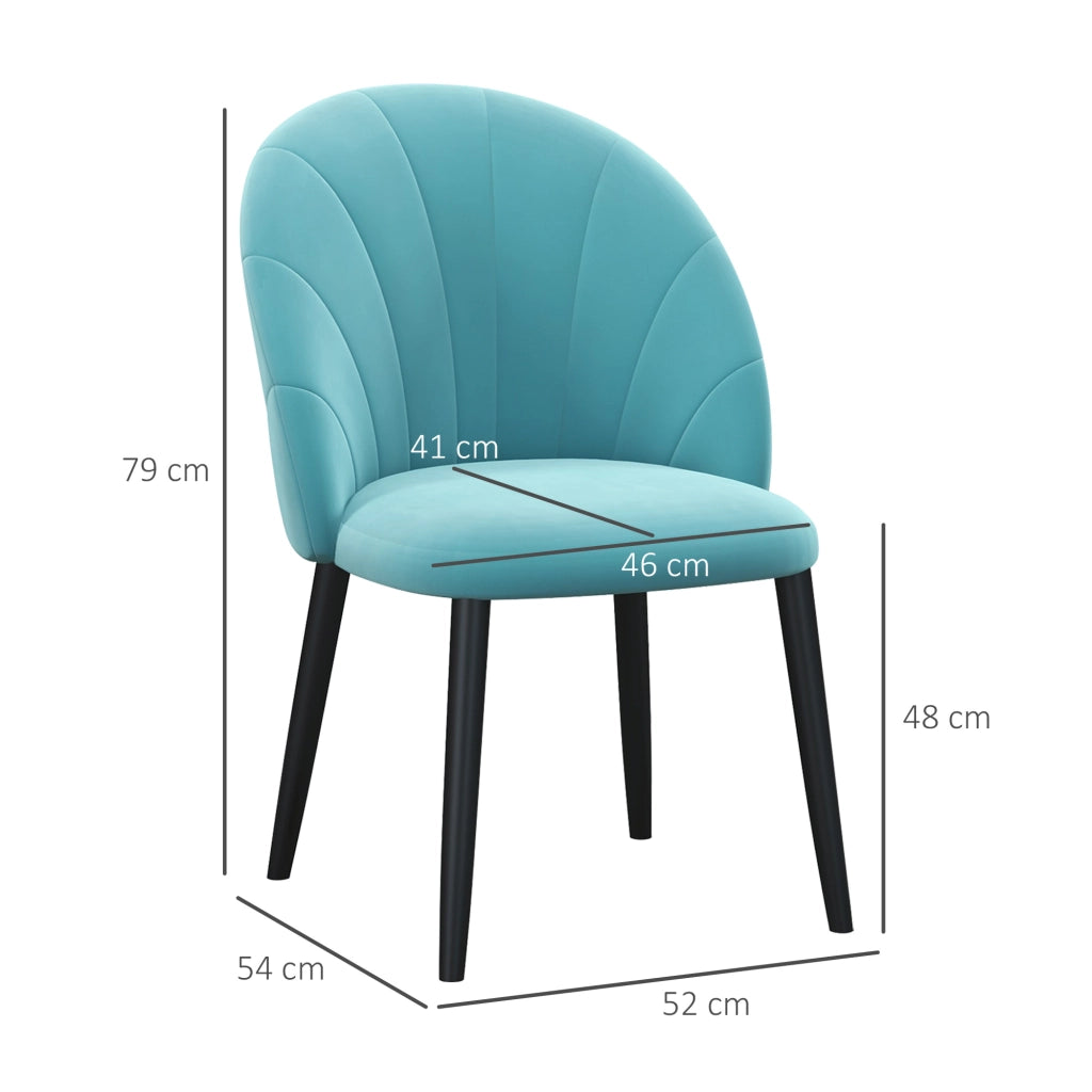 Set 2 Sedie da Pranzo Imbottite ¨C Xylo ¨C Metallo Tessuto Effetto Velluto Verde Chiaro 52x54x79cm