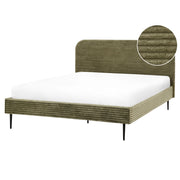 Letto verde velluto a coste testiera con rete a doghe 160 x 200 cm design minimalista