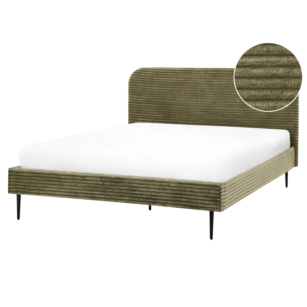 Letto verde velluto a coste testiera con rete a doghe 160 x 200 cm design minimalista