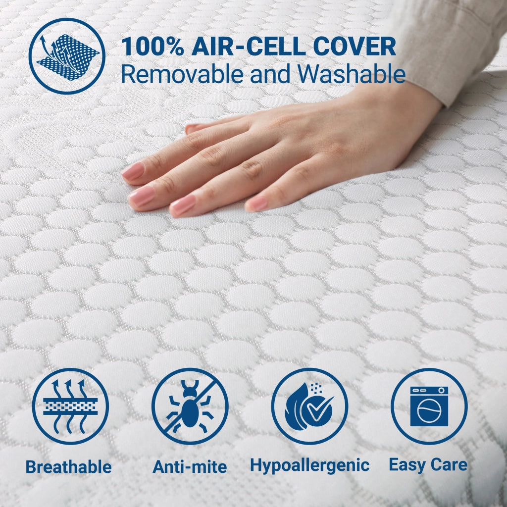 Topper Memory Foam 110 x 175 | Correttore Materasso 6 cm | Coprimaterasso con Rivestimento Sfoderabile Antibatterico e Antimicotico